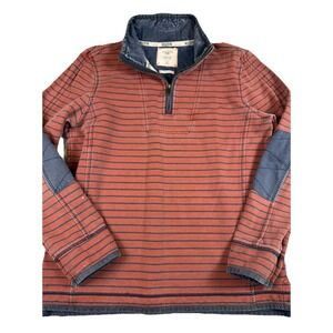 Fat Face Iconic Airlie 1/4 Zip Jumper Size L Red &Blue Striped Pullover Nautical